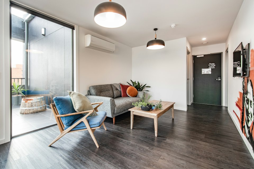 Living room with a wood floor