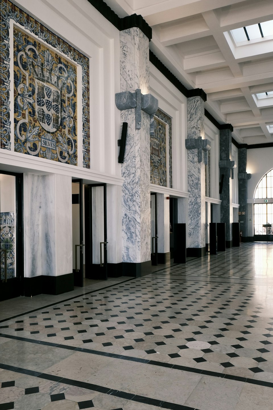 Large interior with a checkered floor