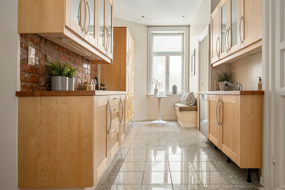 Kitchen with tile floor